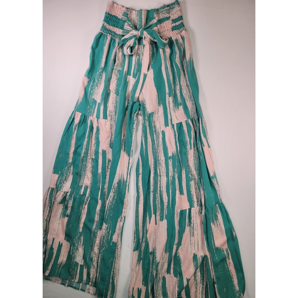 Saints & Hearts Wide Leg Palazzo Pants Medium Rayon Boho Beach NWT